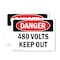 Signmission 480 Volts Keep Out Danger Sign, Vinyl Decal, 10in W x 7in L, 2PK OS-2PACK-DS-D-710-L-1954 - alternate 1